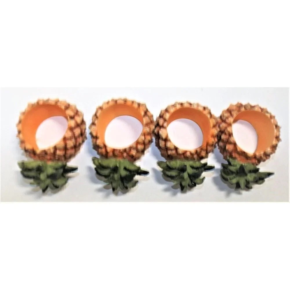 Set of four pineapple napkin rings resin